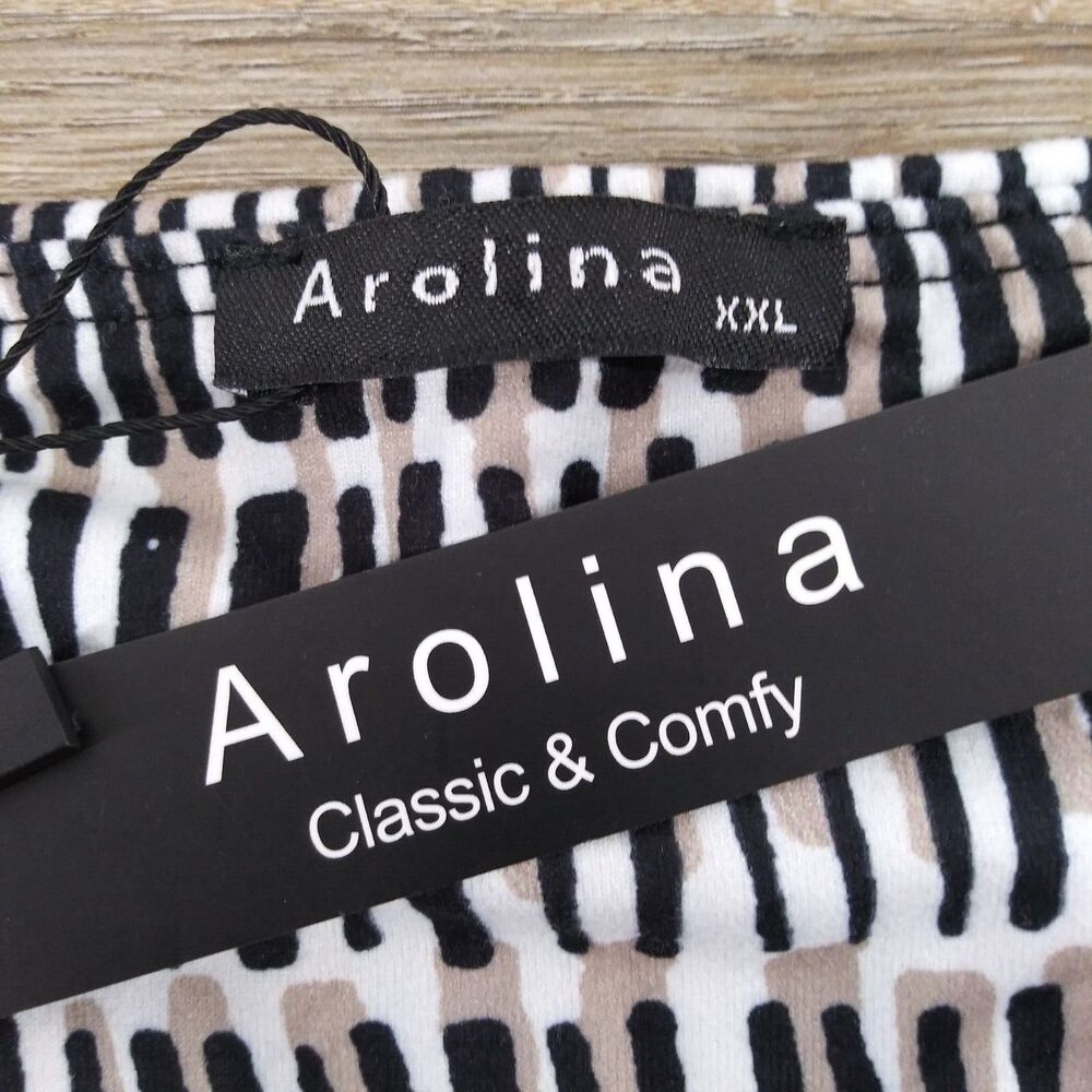 Arolina Classic & Comfy Pants Womens XXL White Black Geometric Pull On Wide Leg - Picture 4 of 8